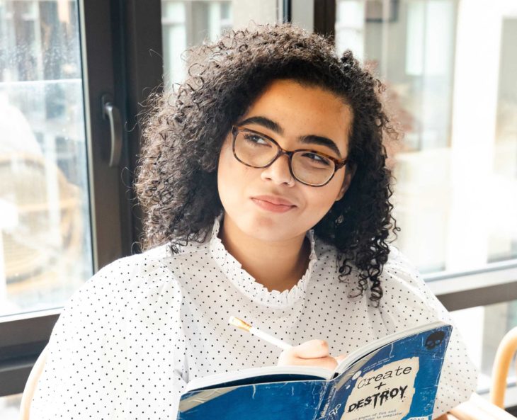 Woman reading book